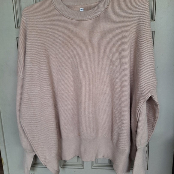 Unisex Oversized Sweater SzL Long Sleeve Knit Banded Hem/Collar/Cuff Creme Knit - Picture 7 of 9